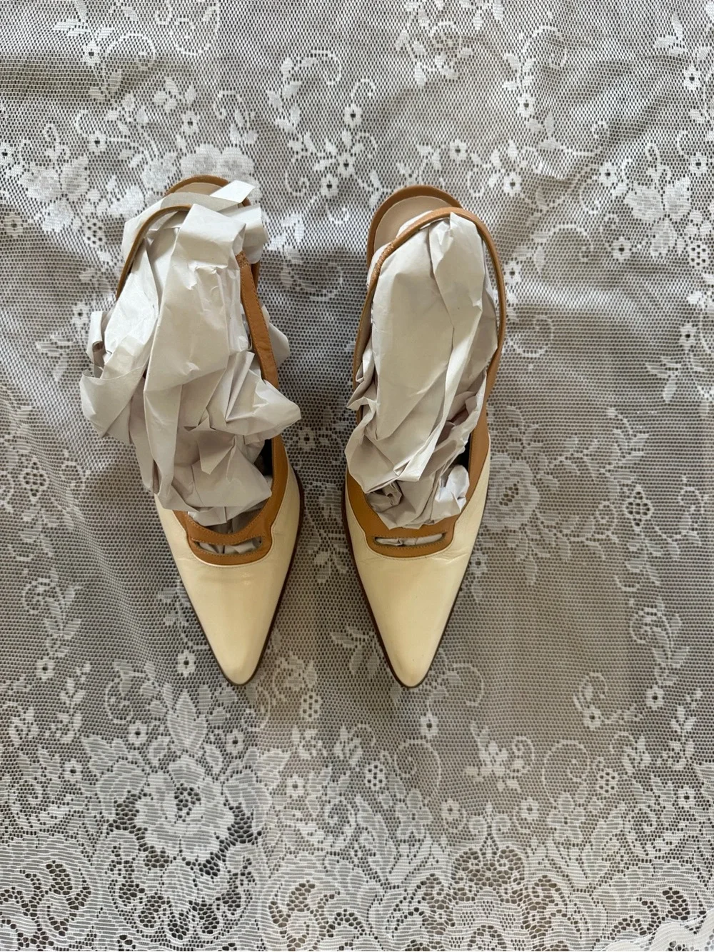 Vintage Mazzini Two toned Italian leather sling back